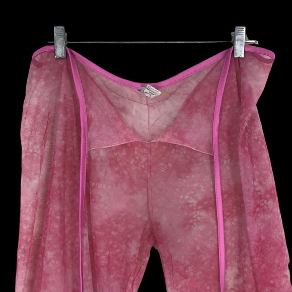 Sheer Swimsuit Coverup Pants; Sexy Sheer Pink Pants Tie Front See Thru SZ S - Picture 5 of 7